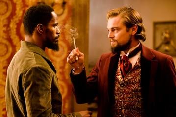 Jamie Foxx, left, and Leonardo DiCaprio in “Django Unchained.”