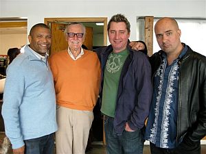 Reginald, Stan Lee, producer Keith Fay and director Mark Brooks