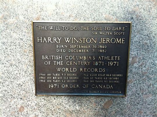 Statue plaque: Harry Winston Jerome